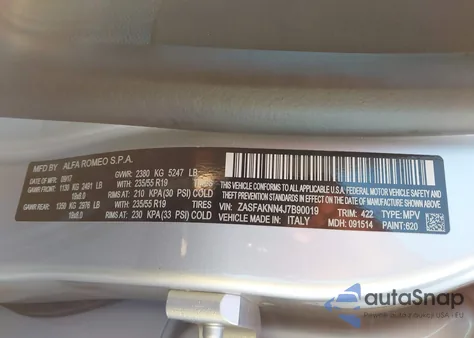 2018 Alfa Romeo Stelvio Ti Sport Awd из США, поврежденный, VIN ZASFAKNN4J7B90019